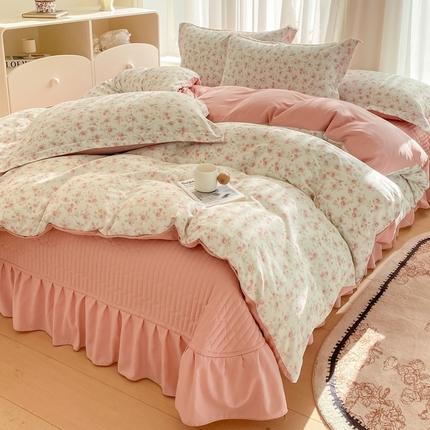 91家纺网 家纺一手货源 找家纺 （总）尚美 2025新款小碎花针织棉床盖四件套