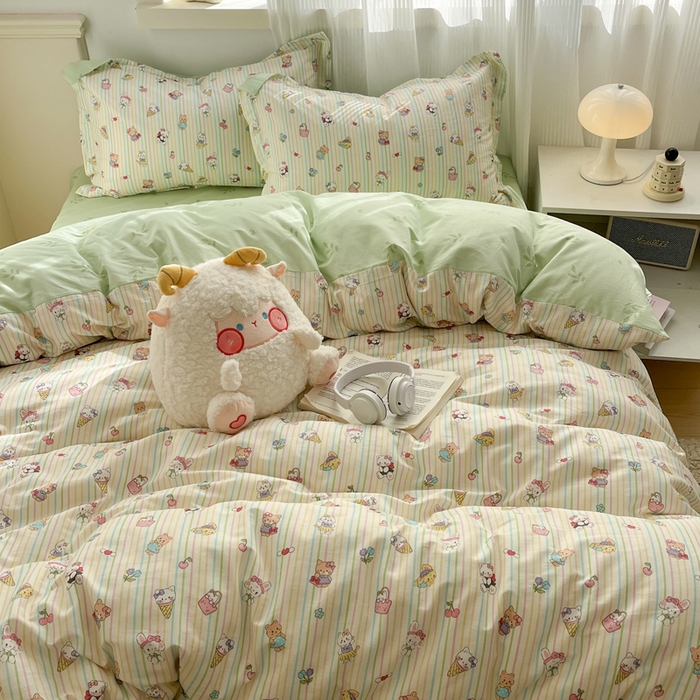 91家纺网 家纺一手货源 找家纺 涵宸家纺 2025新款全棉印花四件套 A奶芙芙