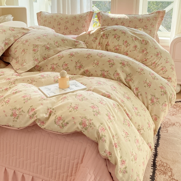 91家纺网 家纺一手货源 找家纺 尚美 2025新款小碎花针织棉床盖四件套 花雅