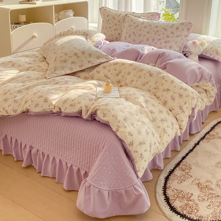 91家纺网 家纺一手货源 找家纺 （总）尚美 2025新款小碎花针织棉床盖四件套