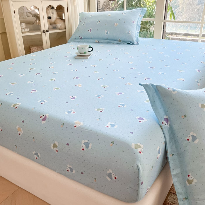 91家纺网 家纺一手货源 找家纺 晨希家居 2025新款全棉A类双层纱床笠 哈伦