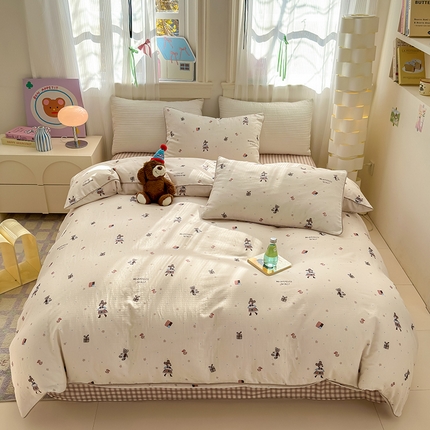 沐棉家居 2025新款全棉双层纱四件套 礼物女孩
