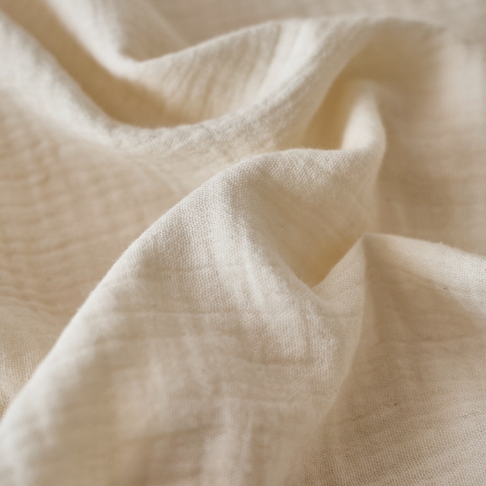 91家纺网 家纺一手货源 找家纺 蓝邻 2025新款全棉双层皱皱纱单品系列-单床单 奶昔白
