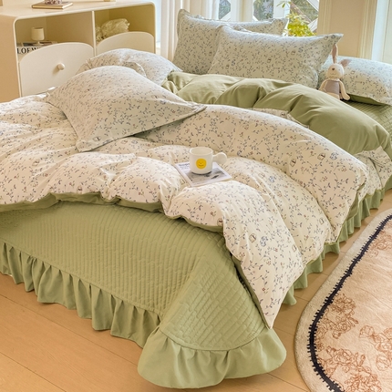 91家纺网 家纺一手货源 找家纺 （总）尚美 2025新款小碎花针织棉床盖四件套