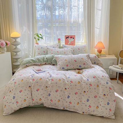 91家纺网 家纺一手货源 找家纺 （总）沃朴家居2025新款高克重小碎花水洗棉四件套