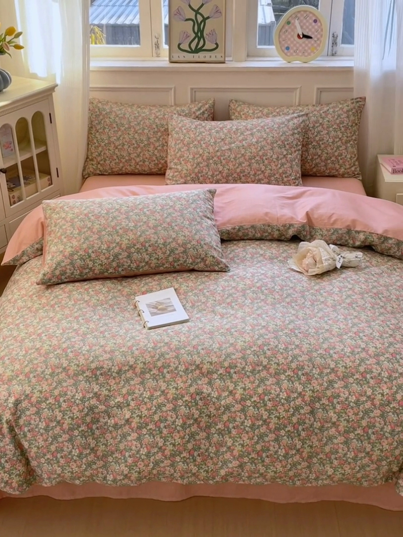 91家纺网 家纺一手货源 找家纺 沐棉家居 2025新款全棉印花四件套 安娜花园