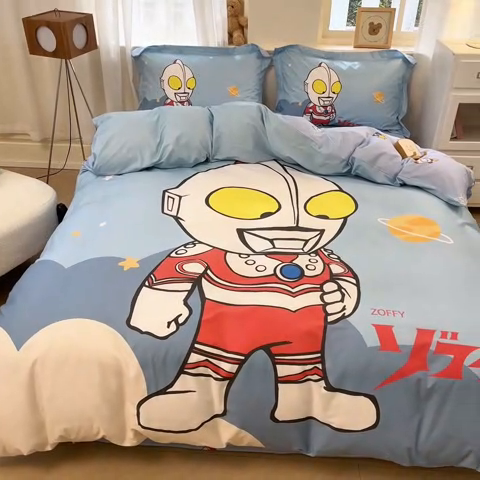 91家纺网 家纺一手货源 找家纺 蘭菲家纺 2025新款奥特曼全棉四件套 发呆