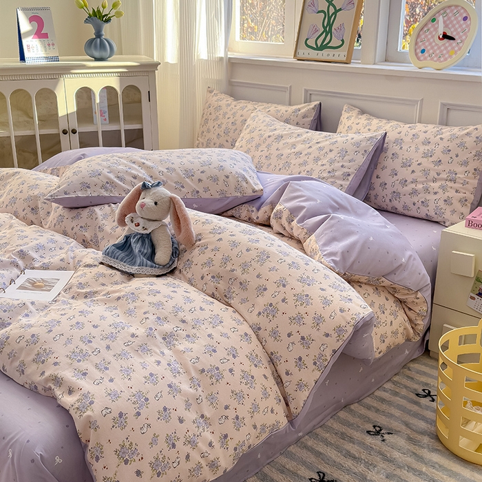 91家纺网 家纺一手货源 找家纺 沐棉家居 2025新款全棉印花四件套 嘻嘻兔