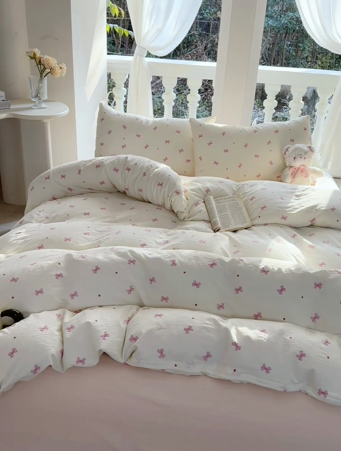 91家纺网 家纺一手货源 找家纺 （总）韩巢家纺 2025新款云感双层纱床上用品四件套超柔裸睡级床单被套三件套-(提供卖家秀)