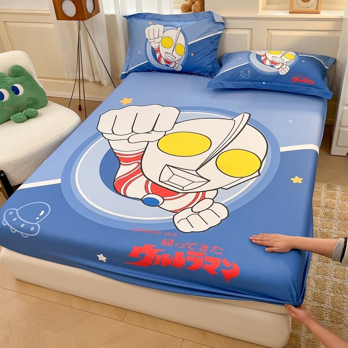 91家纺网 家纺一手货源 找家纺 蘭菲家纺 2025新款奥特曼全棉床笠 冠军