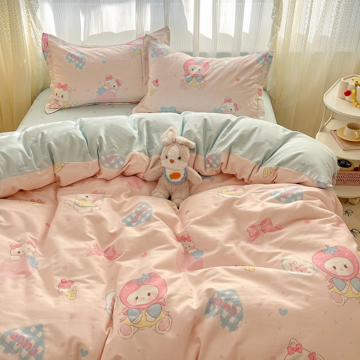 91家纺网 家纺一手货源 找家纺 涵宸家纺 2025新款全棉印花四件套 A洋娃娃