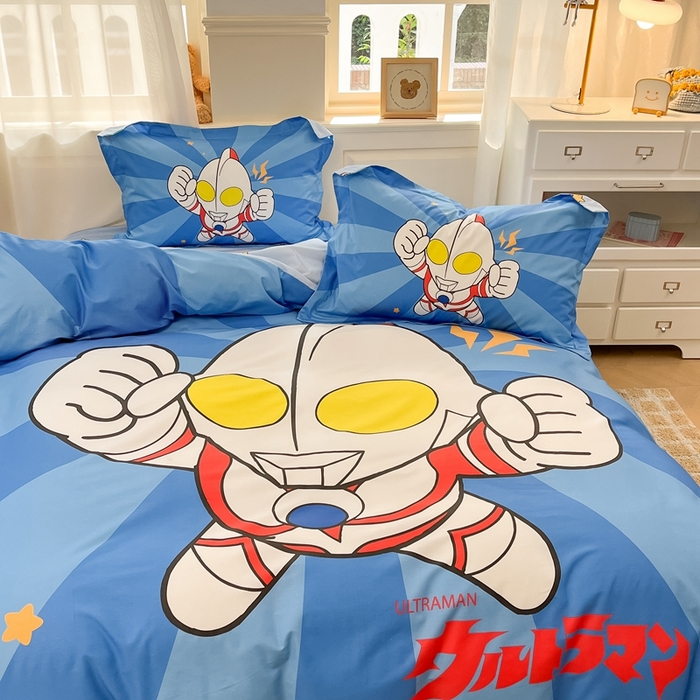 91家纺网 家纺一手货源 找家纺 蘭菲家纺 2025新款奥特曼全棉四件套 正义之侠