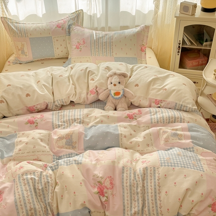 91家纺网 家纺一手货源 找家纺 涵宸家纺 2025新款全棉印花四件套 A浪漫小屋