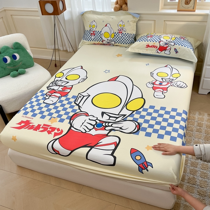 91家纺网 家纺一手货源 找家纺 蘭菲家纺 2025新款奥特曼全棉床笠 超人兄弟