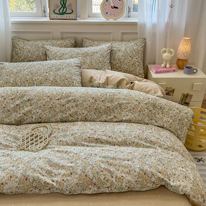 91家纺网 家纺一手货源 找家纺 沐棉家居 2025新款全棉印花四件套 花梦