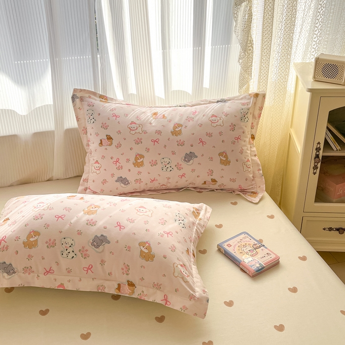 91家纺网 家纺一手货源 找家纺 涵宸家纺 2025新款全棉印花四件套 A碎花小狗