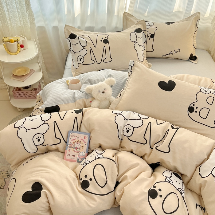 91家纺网 家纺一手货源 找家纺 涵宸家纺 2025新款全棉印花四件套 A字母汪