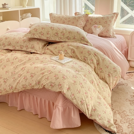 尚美 2025新款小碎花针织棉床盖四件套 花雅