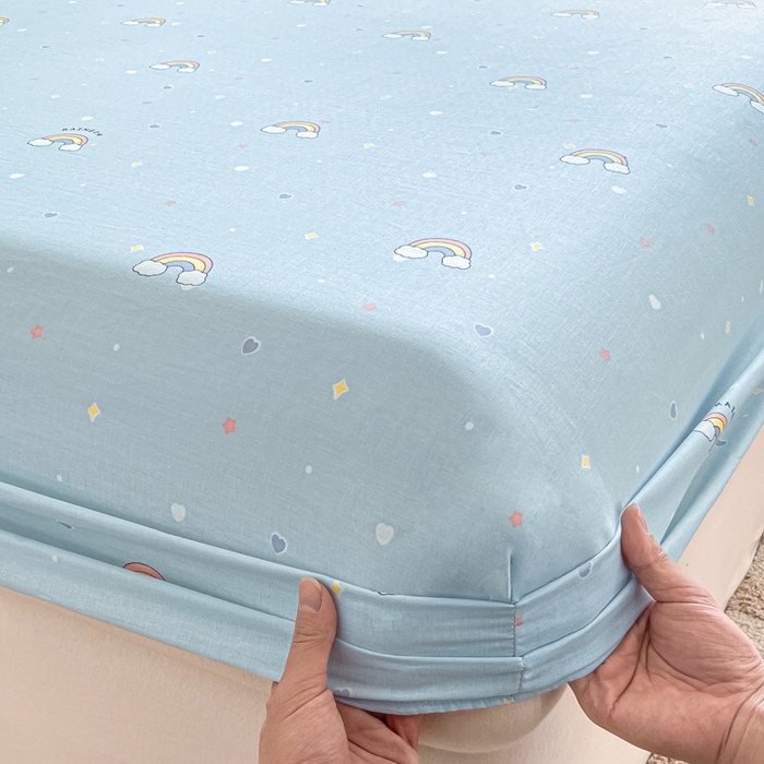 91家纺网 家纺一手货源 找家纺 晨希家居 2025新款全棉A类双层纱床笠 云朵梦