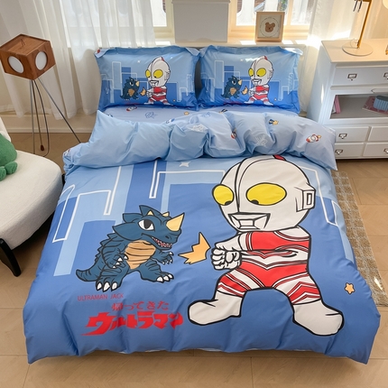 91家纺网 家纺一手货源 找家纺 蘭菲家纺 2025新款奥特曼全棉四件套 勇士