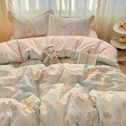 91家纺网 家纺一手货源 找家纺 涵宸家纺 2025新款全棉印花四件套 B海蓝花园