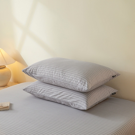 涵宸家纺 2025新款全棉印花良品系列枕套 枕套-英伦-浅灰