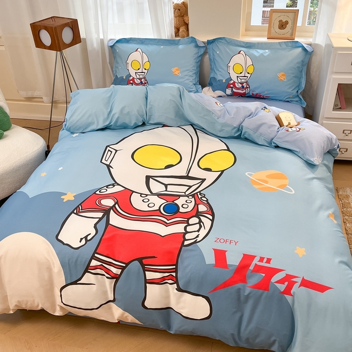 91家纺网 家纺一手货源 找家纺 蘭菲家纺 2025新款奥特曼全棉四件套 发呆