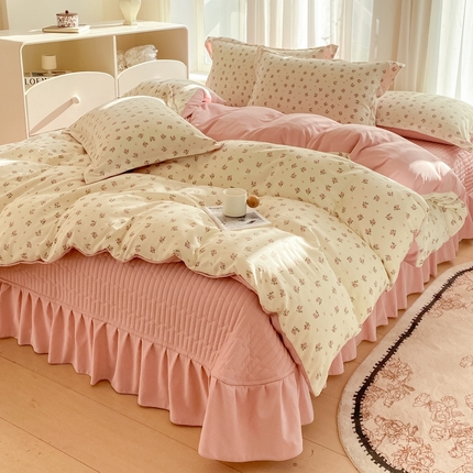 91家纺网 家纺一手货源 找家纺 （总）尚美 2025新款小碎花针织棉床盖四件套