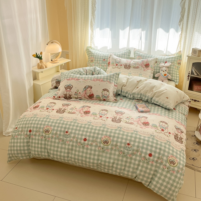 91家纺网 家纺一手货源 找家纺 涵宸家纺 2025新款全棉印花四件套 A秘境樱桃