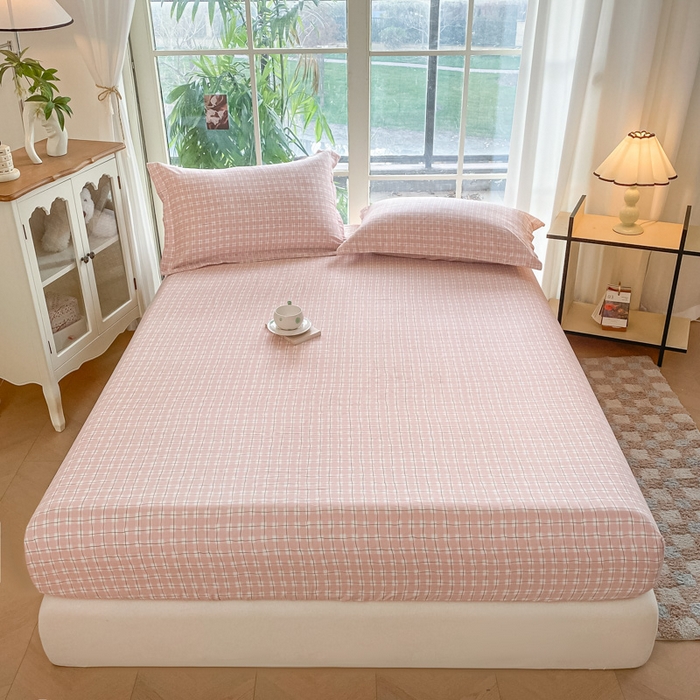 91家纺网 家纺一手货源 找家纺 晨希家居 2025新款全棉A类双层纱床笠 格调