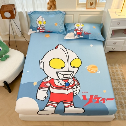 91家纺网 家纺一手货源 找家纺 蘭菲家纺 2025新款奥特曼全棉床笠 发呆