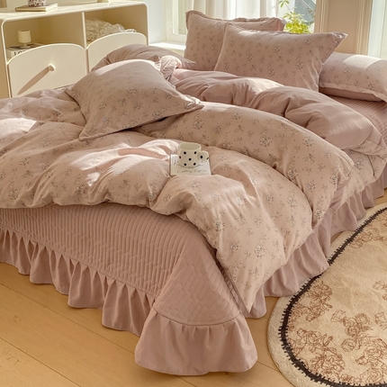 91家纺网 家纺一手货源 找家纺 （总）尚美 2025新款小碎花针织棉床盖四件套