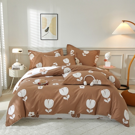 金纱玉纺家纺 2025新款全棉13376数码印花四件套（礼盒包装） 梦幻巴黎-米咖