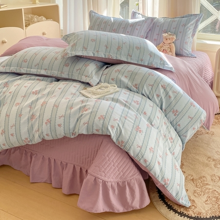 尚美 2025新款小碎花针织棉床盖四件套 梅兰