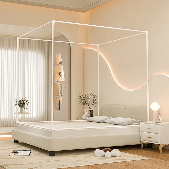 91家纺网 家纺一手货源 找家纺 千逸虹 2025新款坐床防摔可拆卸遮光双层布帘蚊帐 云朵兔