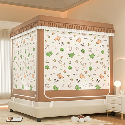 千逸虹 2025新款坐床防摔可拆卸遮光双层布帘蚊帐 森林乐园