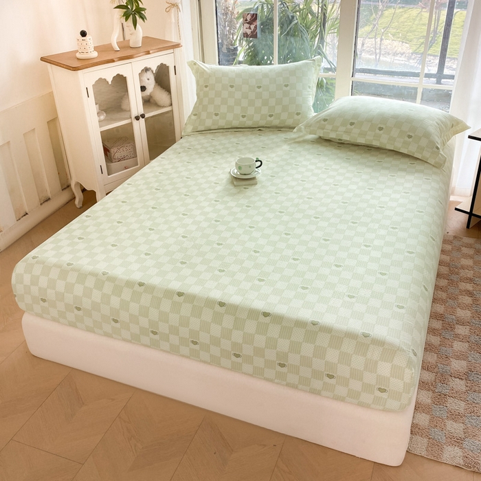 91家纺网 家纺一手货源 找家纺 晨希家居 2025新款全棉A类双层纱床笠 勿忘我