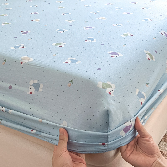 91家纺网 家纺一手货源 找家纺 晨希家居 2025新款全棉A类双层纱床笠 哈伦