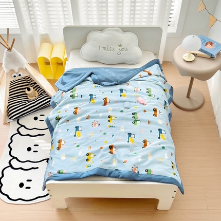 御棉坊 2025新款A类50天丝活性印花大豆儿童夏被 挖机小分队