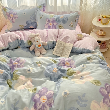 91家纺网 家纺一手货源 找家纺 涵宸家纺 2025新款全棉印花四件套 B伊莱-兰