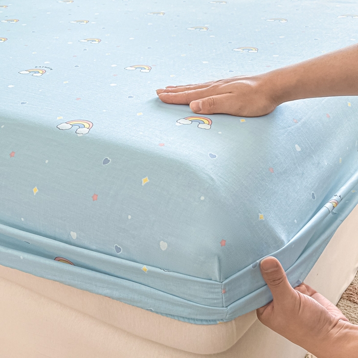 91家纺网 家纺一手货源 找家纺 晨希家居 2025新款全棉A类双层纱床笠 云朵梦