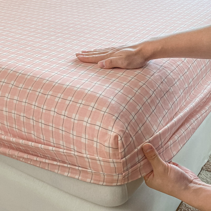 91家纺网 家纺一手货源 找家纺 晨希家居 2025新款全棉A类双层纱床笠 格调