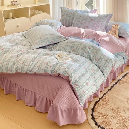 91家纺网 家纺一手货源 找家纺 （总）尚美 2025新款小碎花针织棉床盖四件套