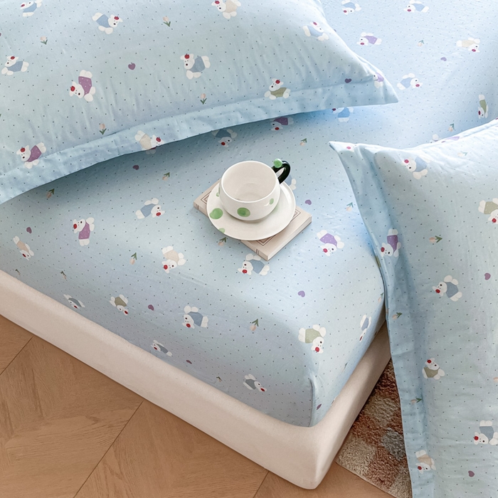 91家纺网 家纺一手货源 找家纺 晨希家居 2025新款全棉A类双层纱床笠 哈伦