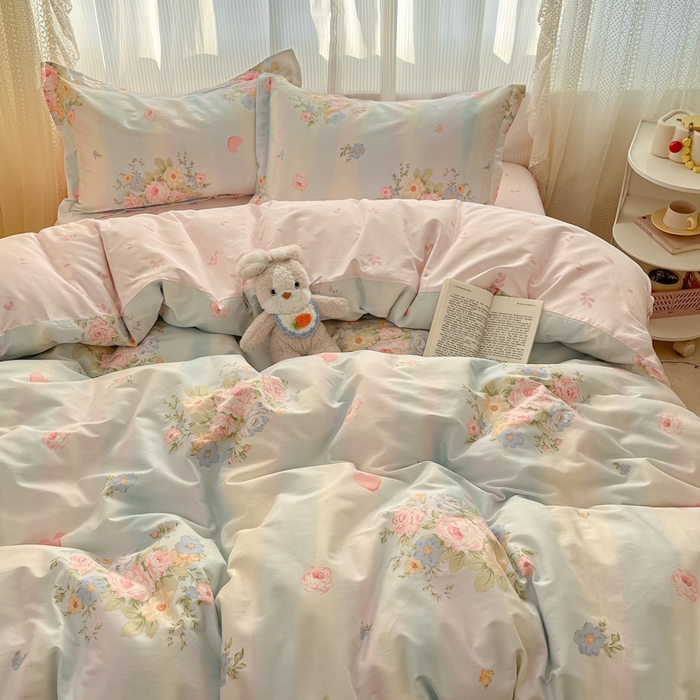 91家纺网 家纺一手货源 找家纺 涵宸家纺 2025新款全棉印花四件套 B海蓝花园