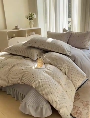 91家纺网 家纺一手货源 找家纺 尚美 2025新款小碎花针织棉床盖四件套 芳华