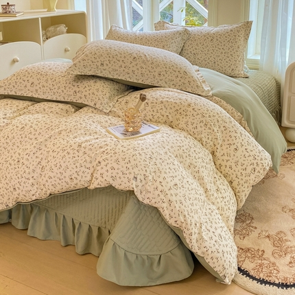 91家纺网 家纺一手货源 找家纺 （总）尚美 2025新款小碎花针织棉床盖四件套