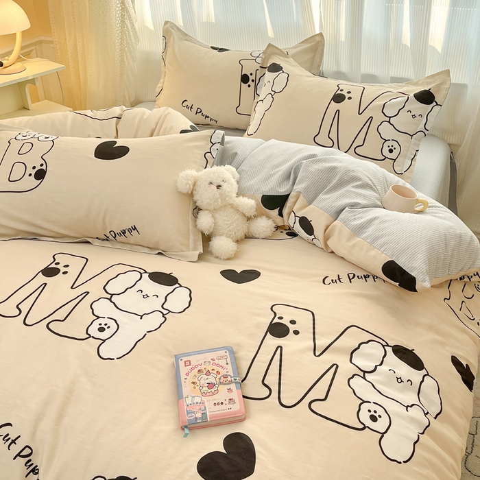 91家纺网 家纺一手货源 找家纺 涵宸家纺 2025新款全棉印花四件套 A字母汪