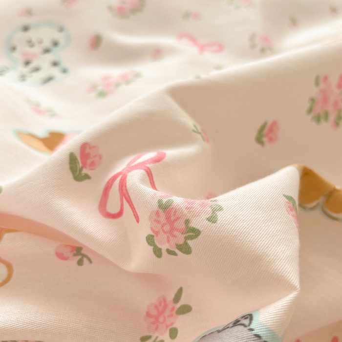 91家纺网 家纺一手货源 找家纺 涵宸家纺 2025新款全棉印花四件套 A碎花小狗