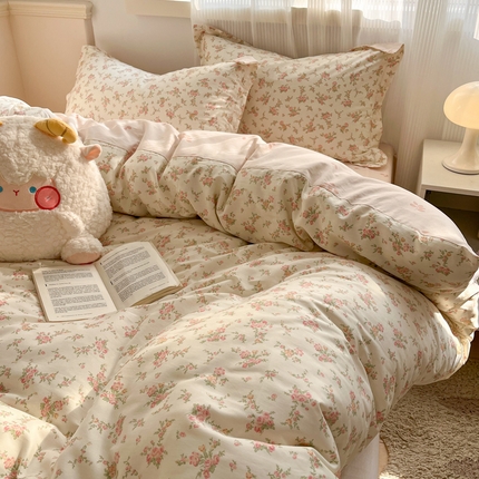 91家纺网 家纺一手货源 找家纺 涵宸家纺 2025新款全棉印花四件套 B南栀